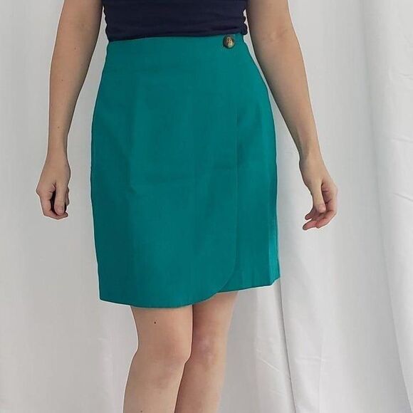 90s Teal Pencil‎ Skirt - Picture 1 of 4